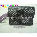 Shiny Black Quilted PU Bag with Pressing Button Flap